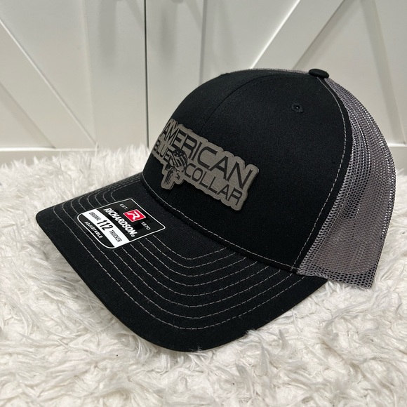 Laser engraved American Blue Collar Richardson 112 trucker hat. - Picture 1 of 2